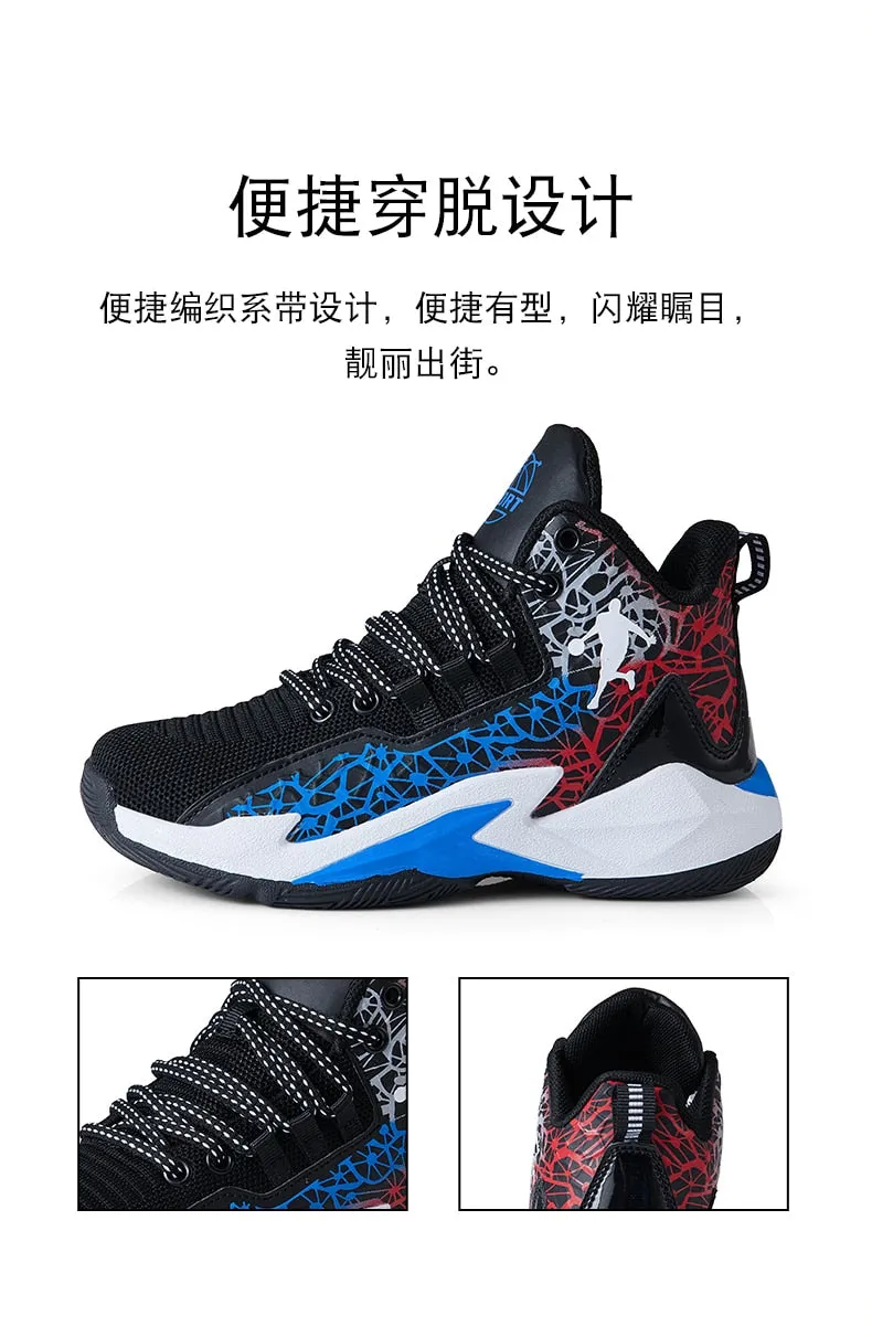 Kids Boys Basketball Shoes Kids Sneakers Non-Slip Sports Girls Basketball Training Tennis Shoes