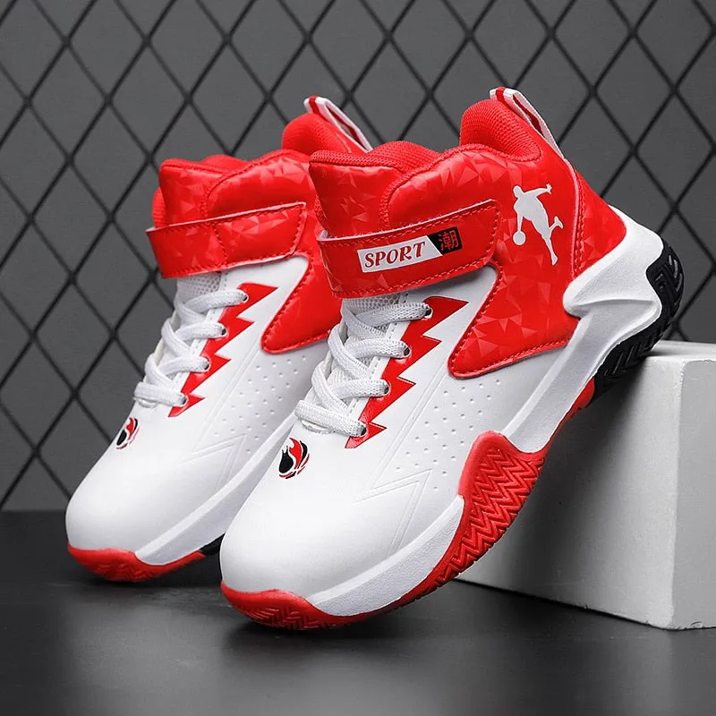 Kids Boys Basketball Shoes Kids Sneakers Non-Slip Sports Girls Basketball Training Tennis Shoes