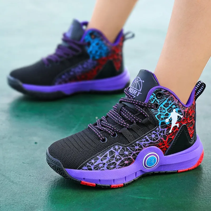 Kids Boys Basketball Shoes Kids Sneakers Non-Slip Sports Girls Basketball Training Tennis Shoes