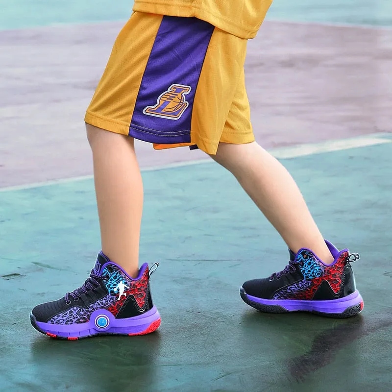 Kids Boys Basketball Shoes Kids Sneakers Non-Slip Sports Girls Basketball Training Tennis Shoes