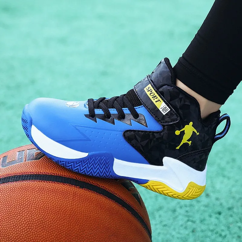 Kids Boys Basketball Shoes Kids Sneakers Non-Slip Sports Girls Basketball Training Tennis Shoes