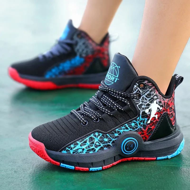 Kids Boys Basketball Shoes Kids Sneakers Non-Slip Sports Girls Basketball Training Tennis Shoes