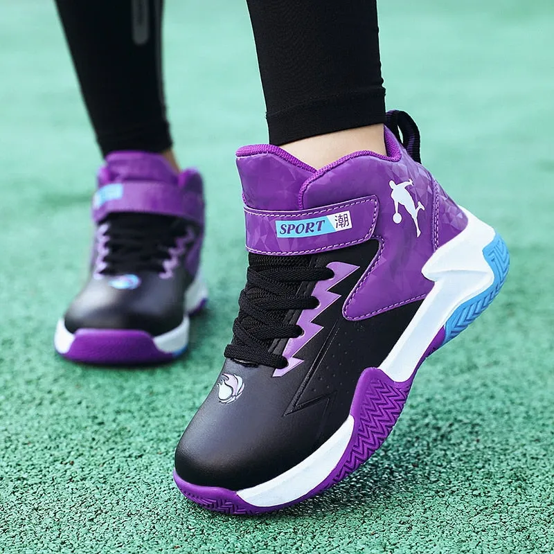 Kids Boys Basketball Shoes Kids Sneakers Non-Slip Sports Girls Basketball Training Tennis Shoes