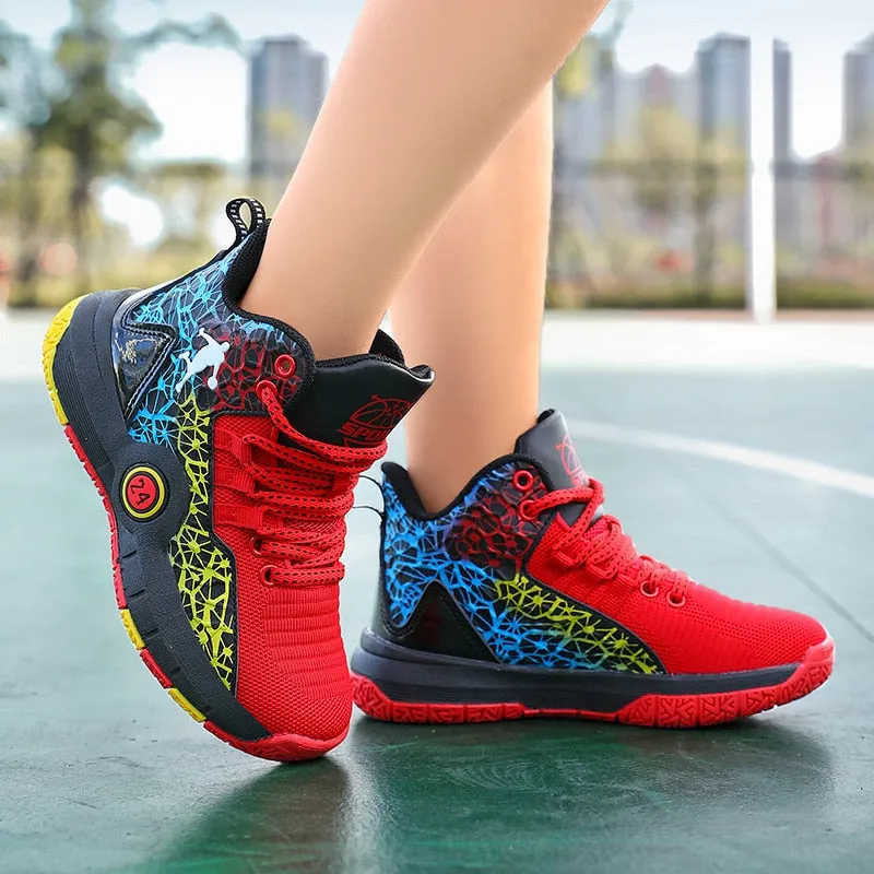 Kids Boys Basketball Shoes Kids Sneakers Non-Slip Sports Girls Basketball Training Tennis Shoes