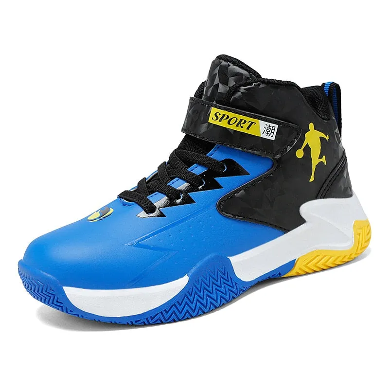 Kids Boys Basketball Shoes Kids Sneakers Non-Slip Sports Girls Basketball Training Tennis Shoes