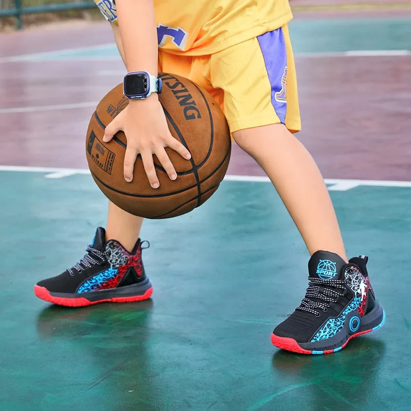 Kids Boys Basketball Shoes Kids Sneakers Non-Slip Sports Girls Basketball Training Tennis Shoes