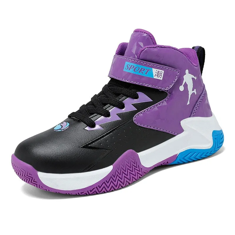 Kids Boys Basketball Shoes Kids Sneakers Non-Slip Sports Girls Basketball Training Tennis Shoes