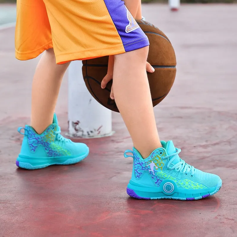 Kids Boys Basketball Shoes Kids Sneakers Non-Slip Sports Girls Basketball Training Tennis Shoes