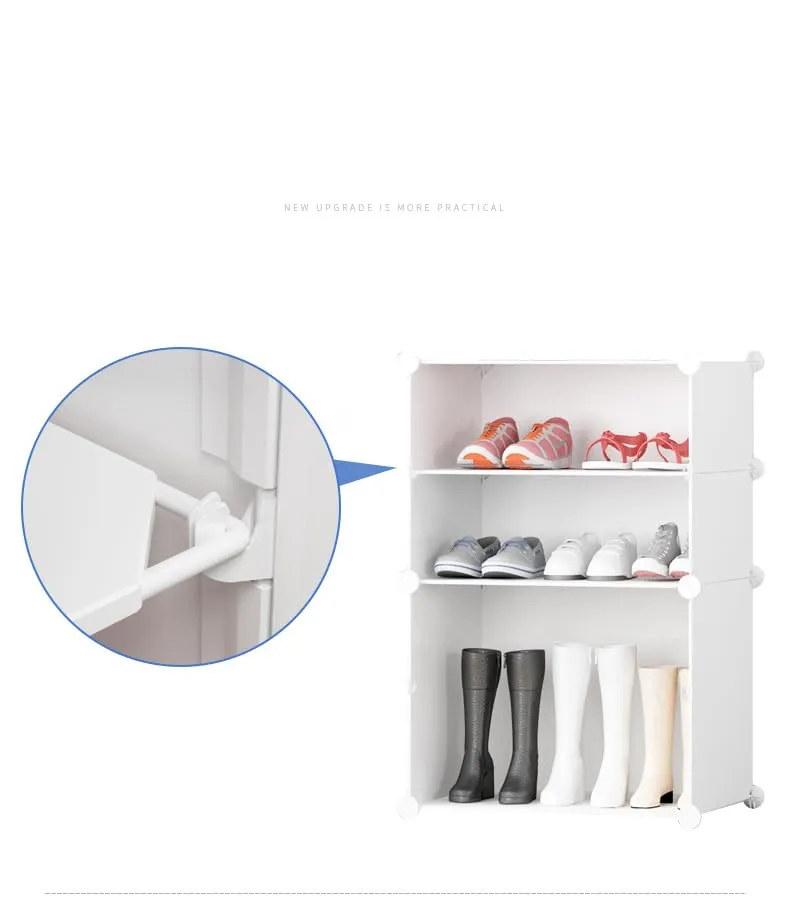 Kuber Industries Pack of 5 Shoes Cabinet | 10-Tier Foldable Shoe Rack Organizer for Closet | Plastic Shoe Shelf Collapsible Shoes Storage Box | Easy Assembly Shoe Cabinet with Lids | JL1C10TWH |White