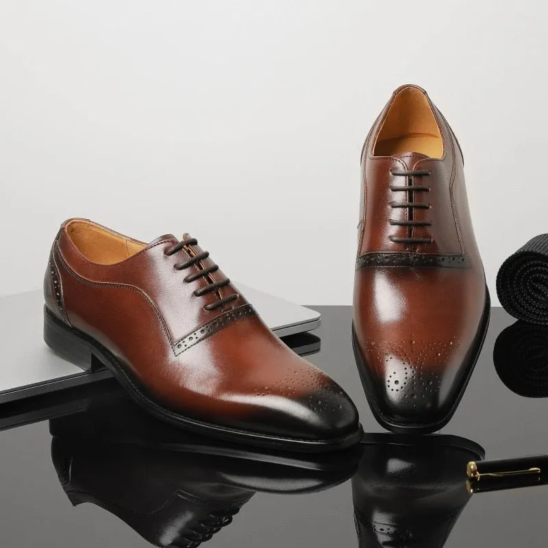 LaceLux Exotic Leather Classic Lace-Up Shoes