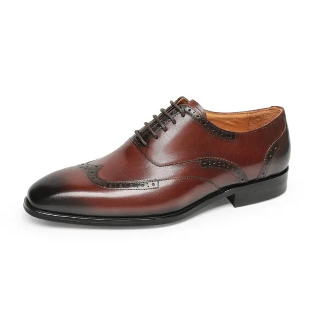 LaceLux Exotic Leather Classic Lace-Up Shoes