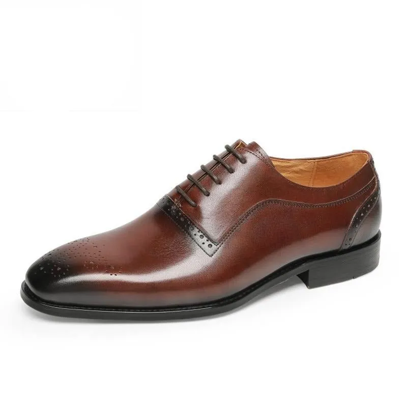 LaceLux Exotic Leather Classic Lace-Up Shoes