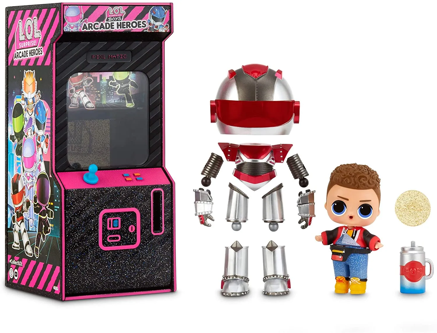 LOL Surprise Boys Arcade Heroes Action Figure Doll with 15 Surprises Including Hero Suit and Boy Doll or Ultra-Rare Girl Doll, Shoes, Accessories, Trading Card