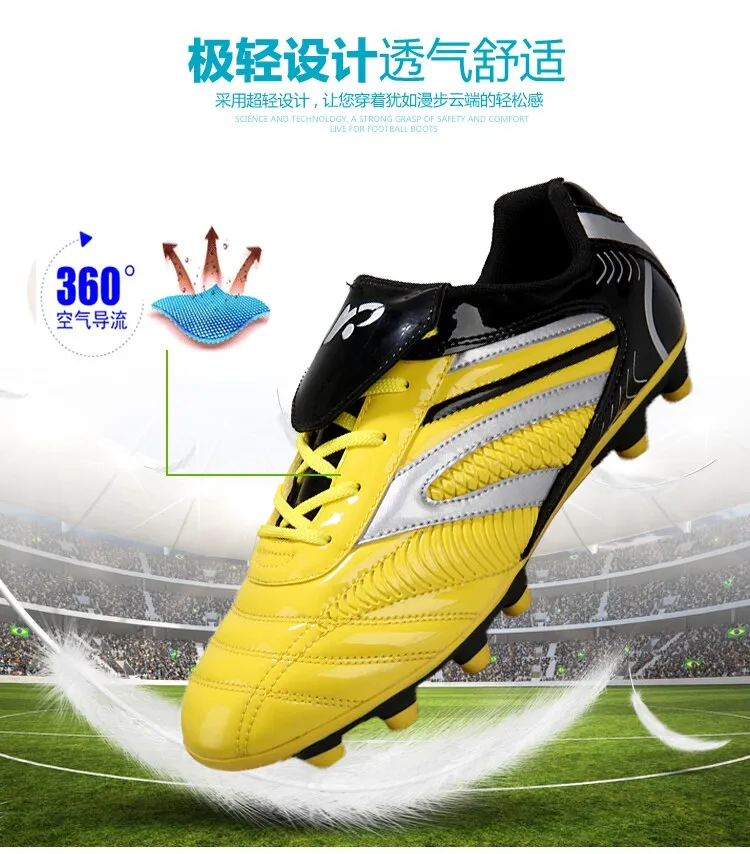 Long Spikes Cleats Turf PU Leather Kids Sneakers Boys Girls Soccer Boots Children Football Outdoor Child Sports Trainer Shoes