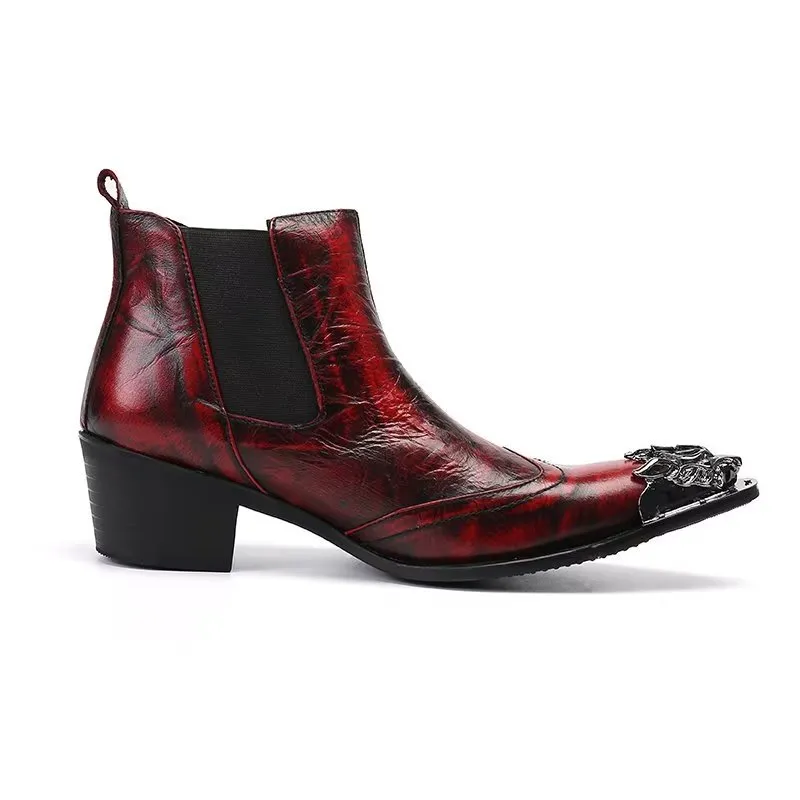 Luxe Croc Texture Leather Ankle Boots