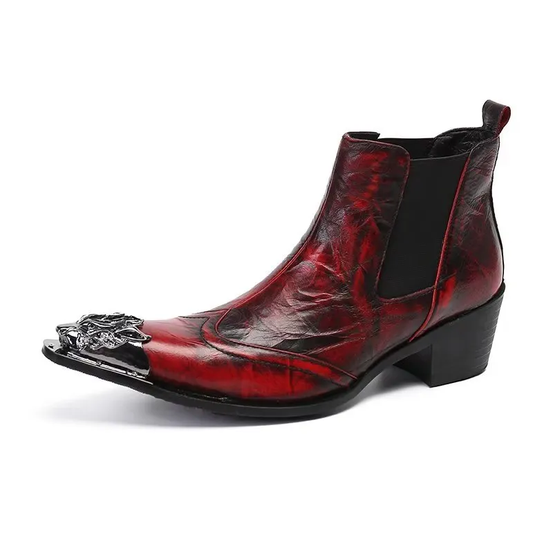 Luxe Croc Texture Leather Ankle Boots