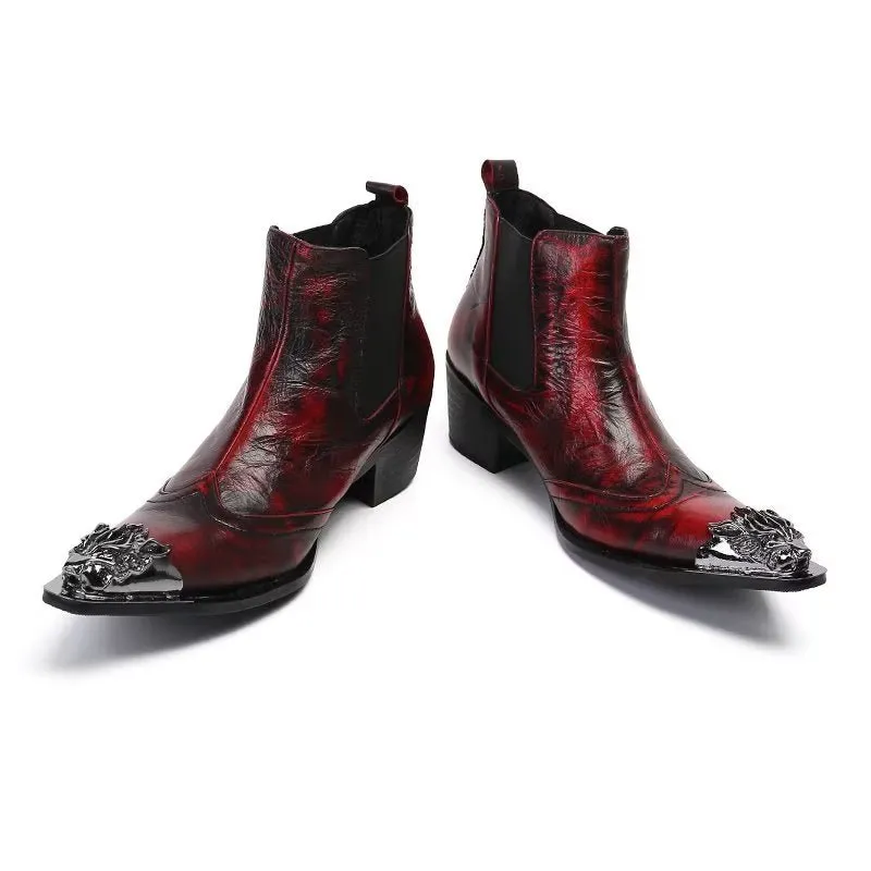 Luxe Croc Texture Leather Ankle Boots