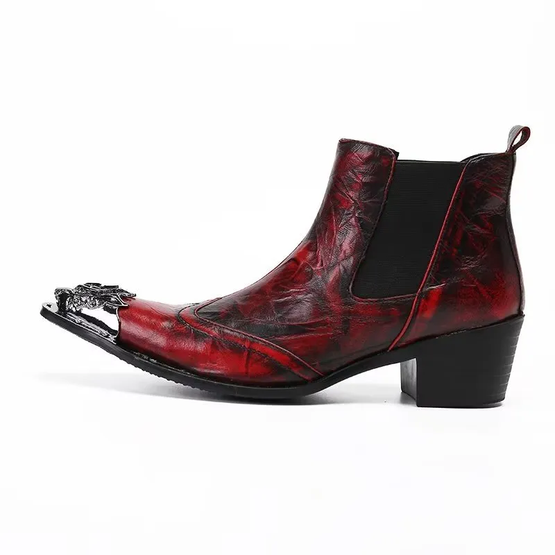 Luxe Croc Texture Leather Ankle Boots