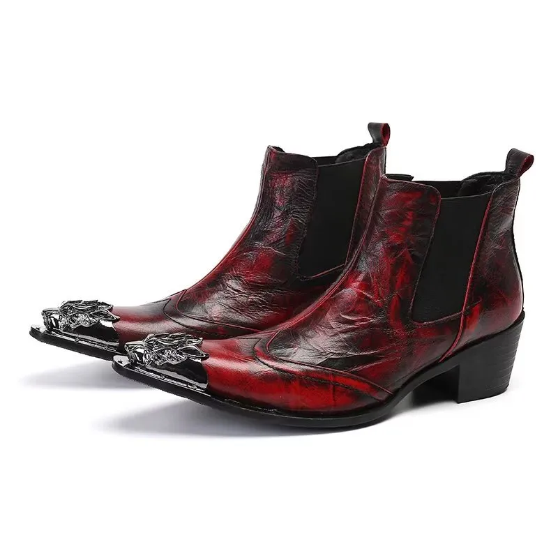 Luxe Croc Texture Leather Ankle Boots