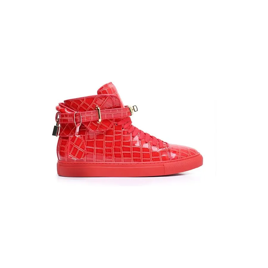 LuxeCroco Embossed High Top Designer Flat Sneakers