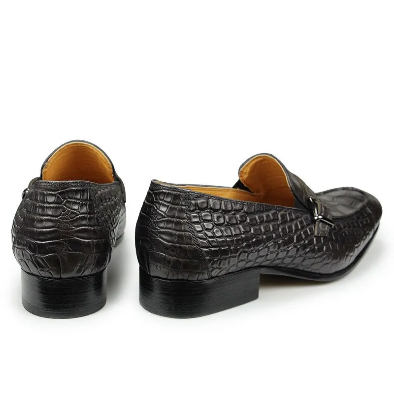 LuxeCroco Slip-on Leather Dress Shoes