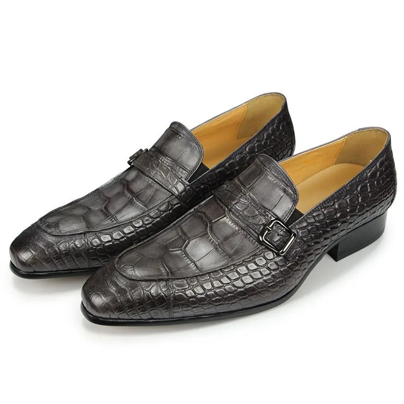 LuxeCroco Slip-on Leather Dress Shoes