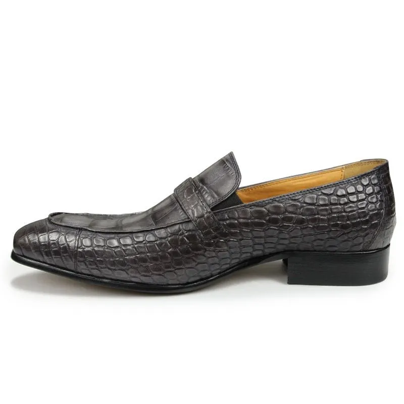 LuxeCroco Slip-on Leather Dress Shoes