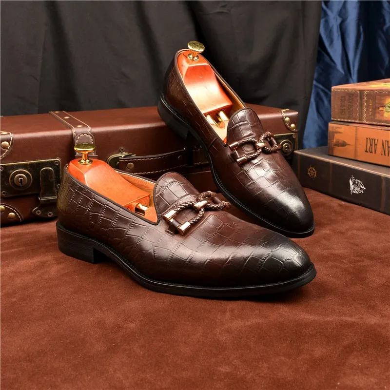 Luxury CrocLeather Slip On Brogue Shoes