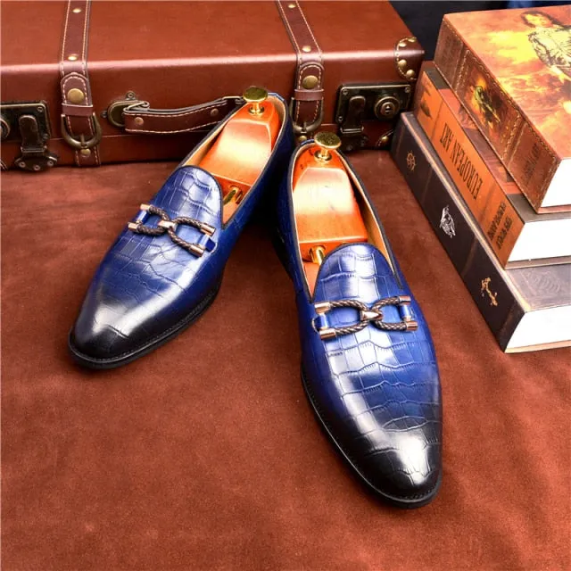 Luxury CrocLeather Slip On Brogue Shoes