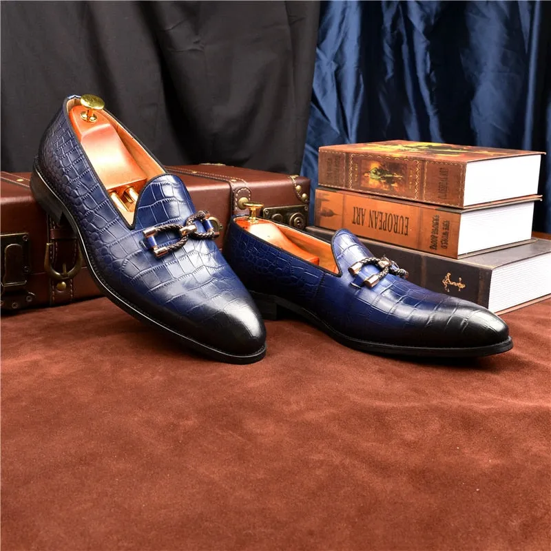 Luxury CrocLeather Slip On Brogue Shoes