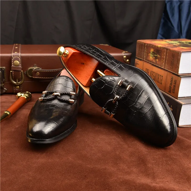 Luxury CrocLeather Slip On Brogue Shoes