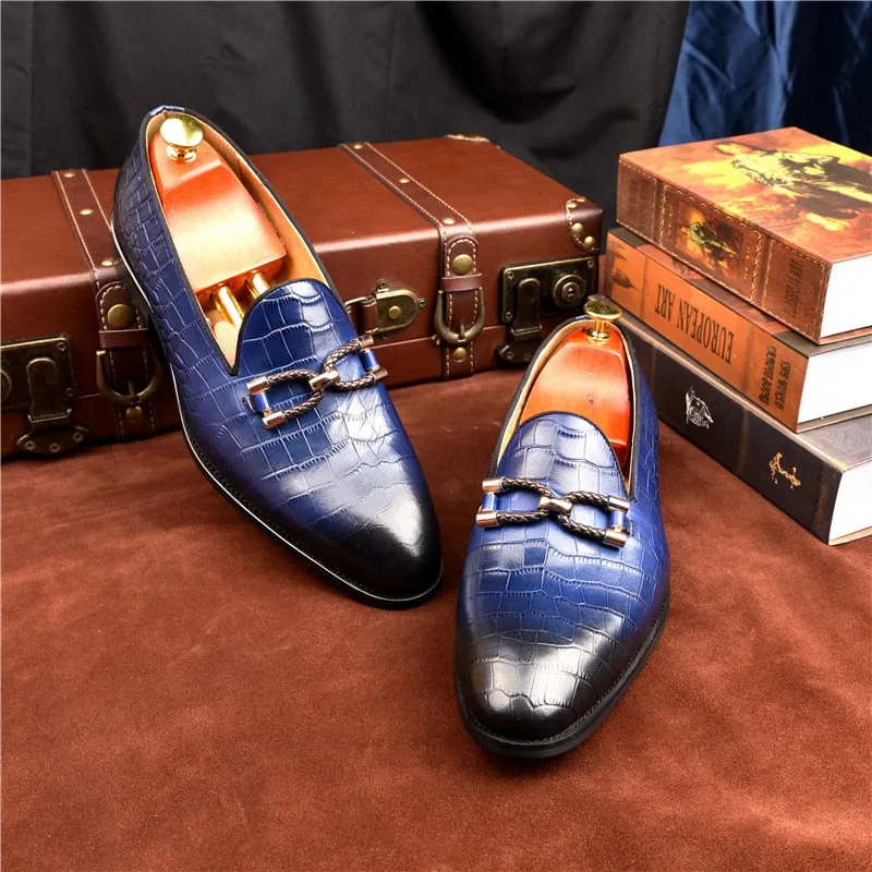 Luxury CrocLeather Slip On Brogue Shoes