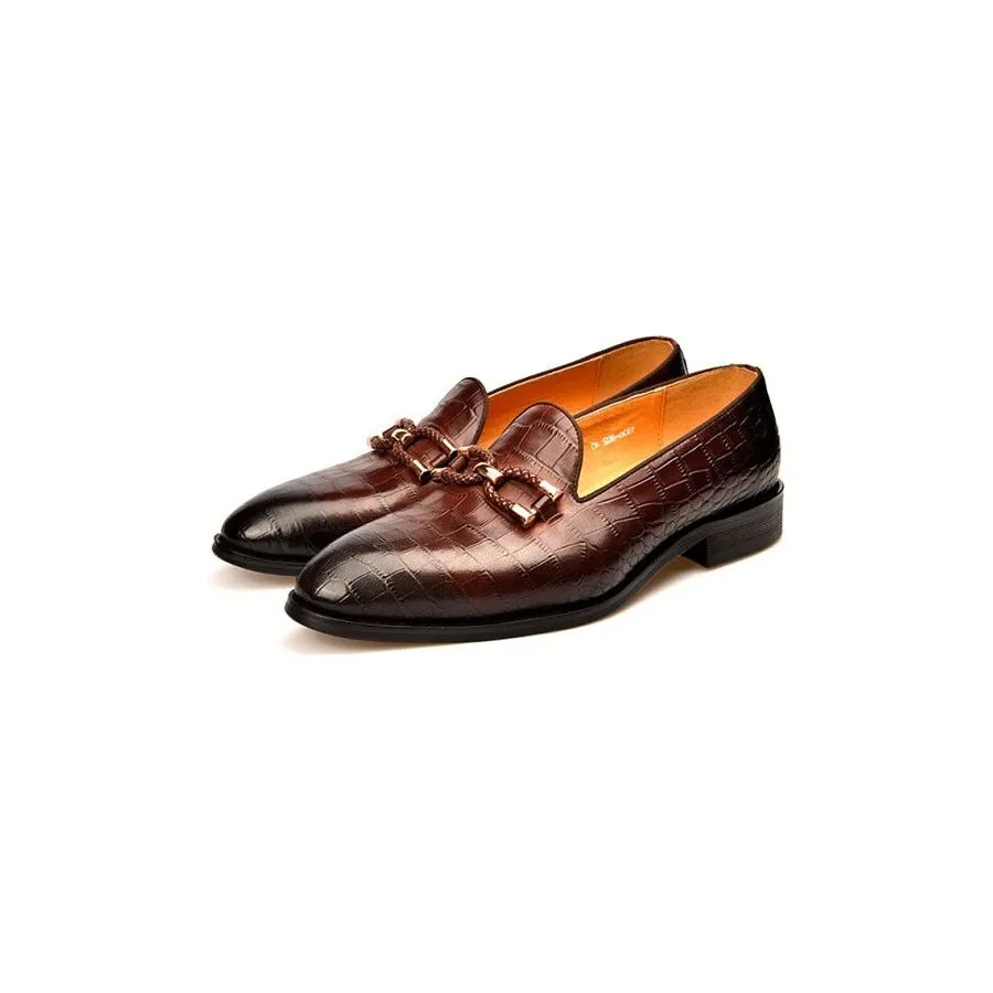 Luxury CrocLeather Slip On Brogue Shoes