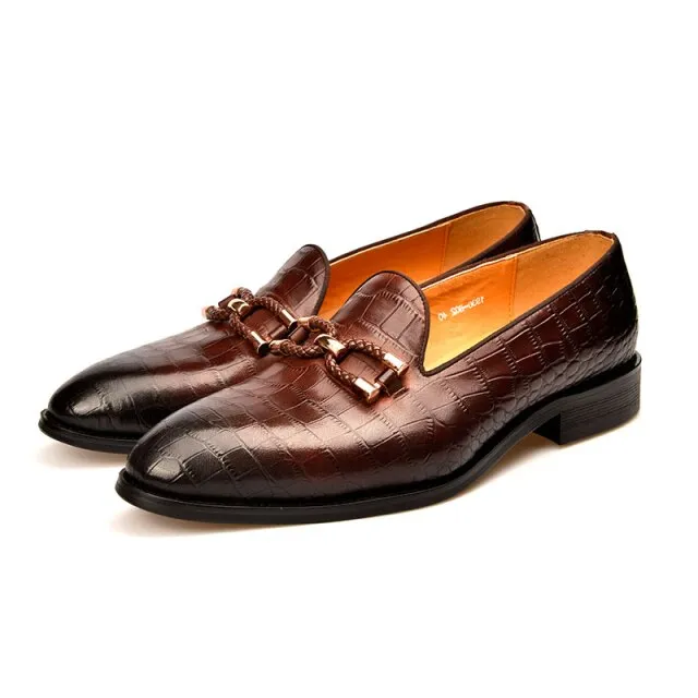 Luxury CrocLeather Slip On Brogue Shoes