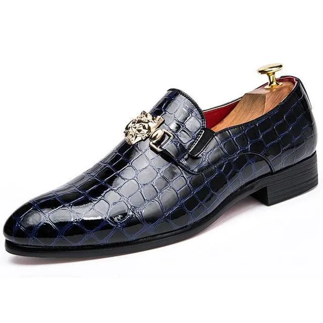 Luxury Crocodile Grain Pointed Toe Men Shoes