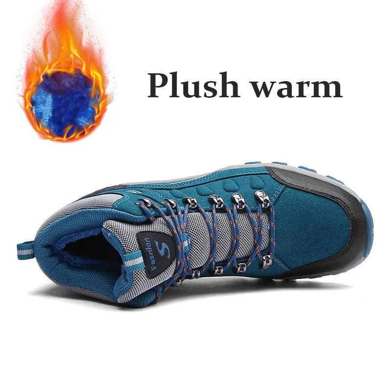 Man's outdoor winter thermal velvet anti-skid hiking snow boots