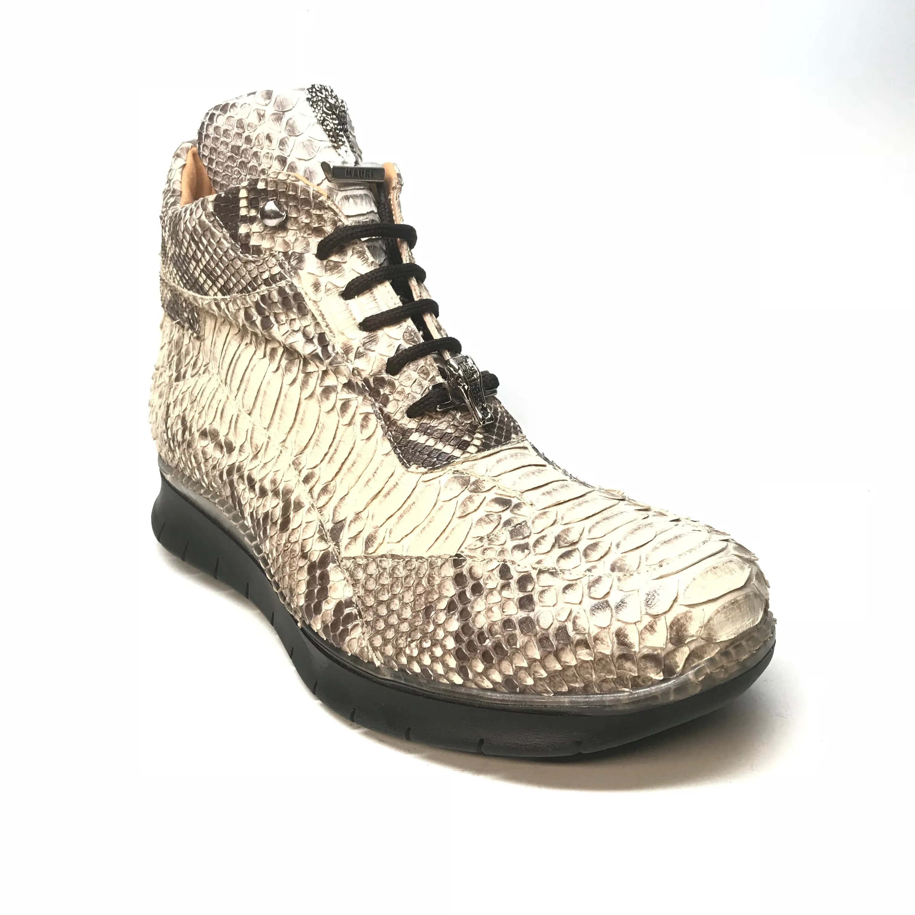 Mauri 8593 Natural Python Snakeskin Hightop Sneakers