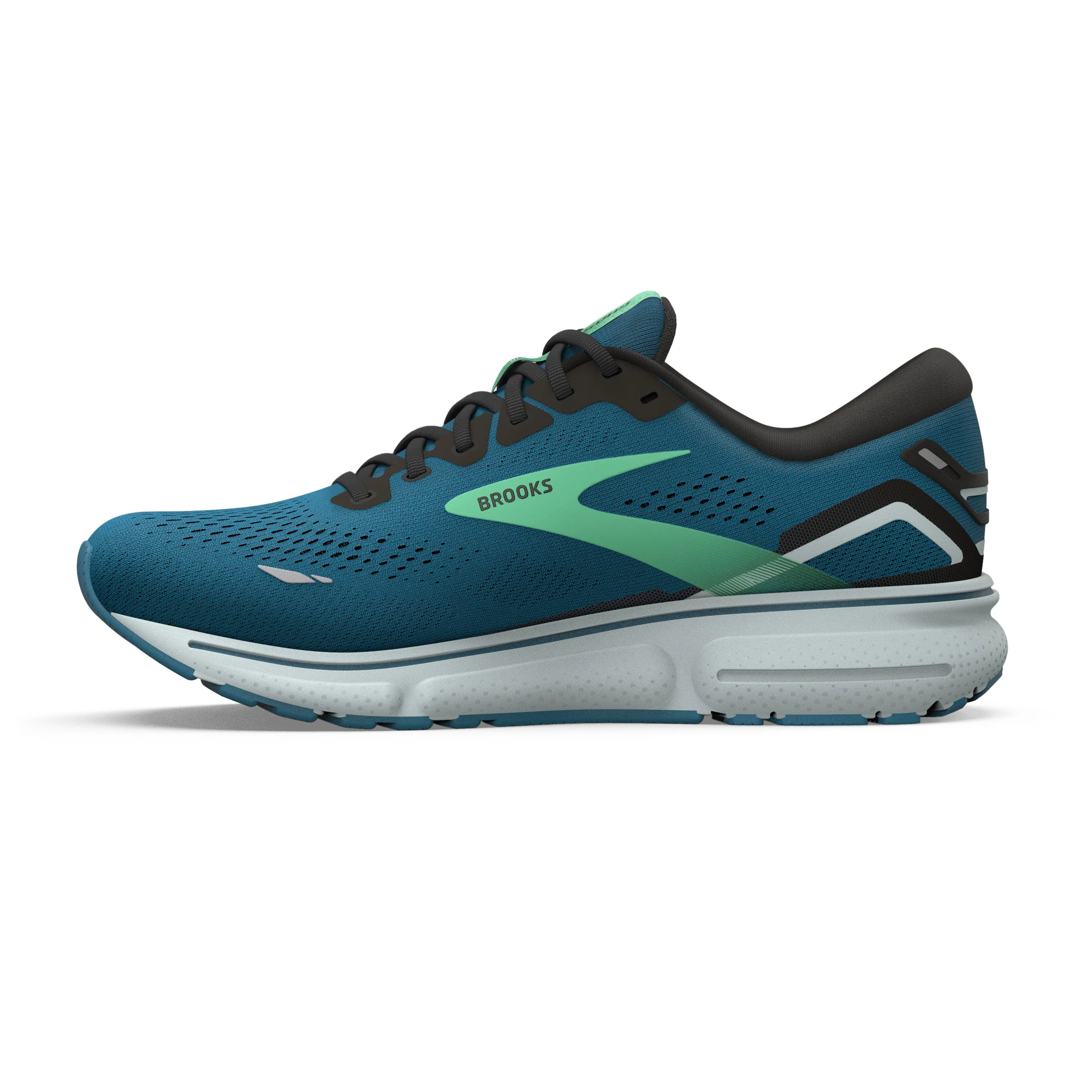 Men's Brooks Ghost 15 1103931D462 Color: Moroccan Blue/ Black/Spring Bud