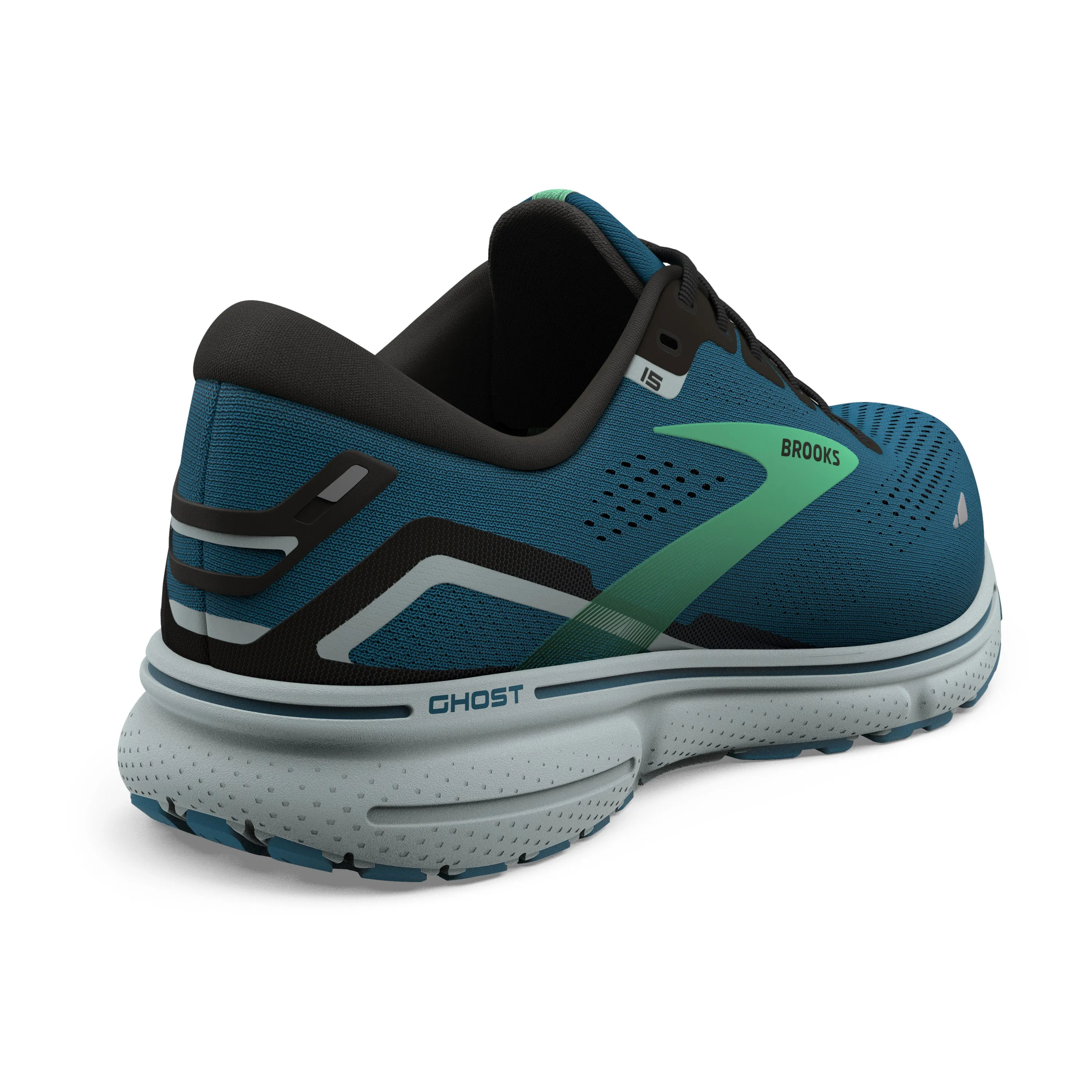 Men's Brooks Ghost 15 1103931D462 Color: Moroccan Blue/ Black/Spring Bud