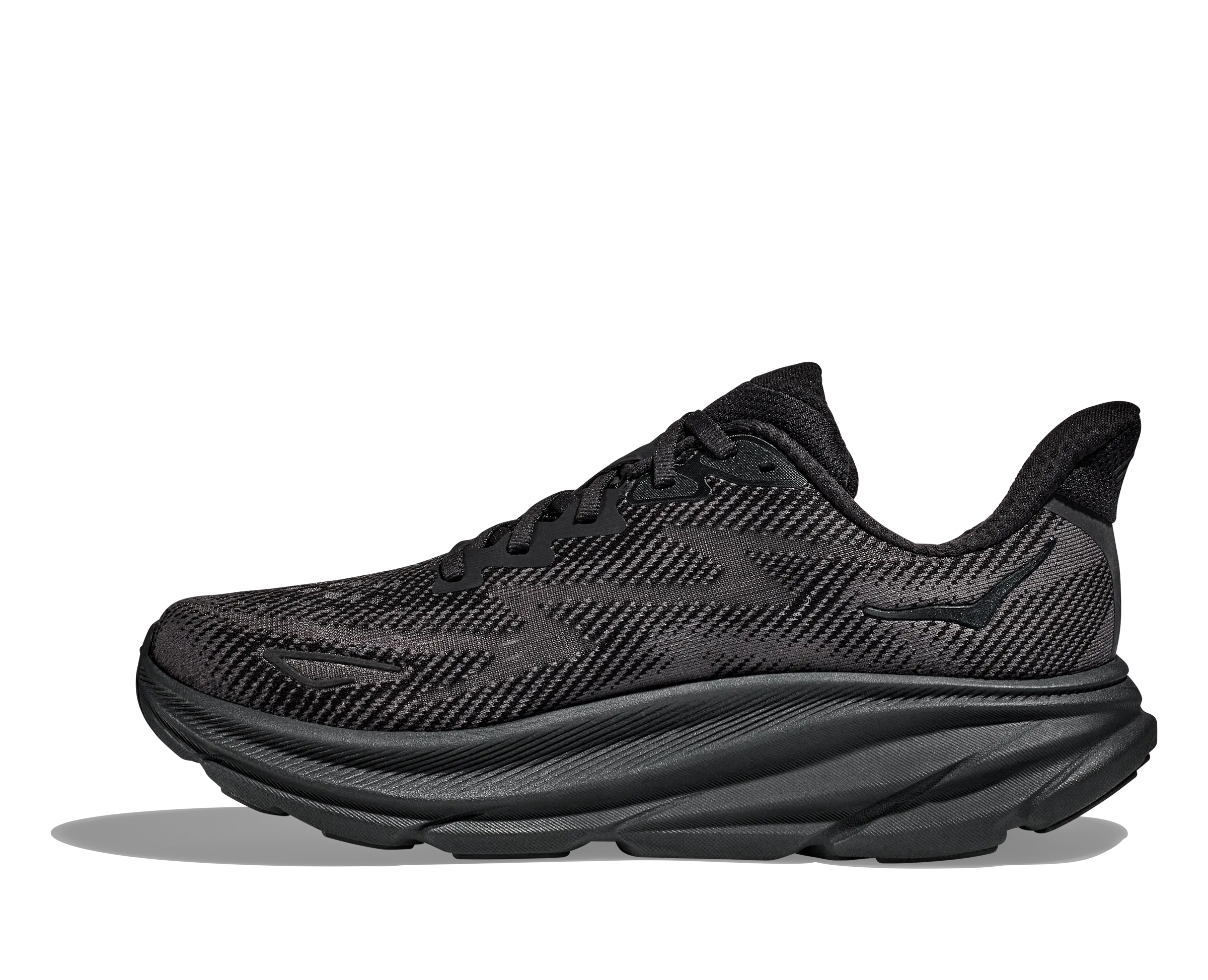 Men's Hoka Clifton 9 Color: Black/Black (WIDE WIDTH)