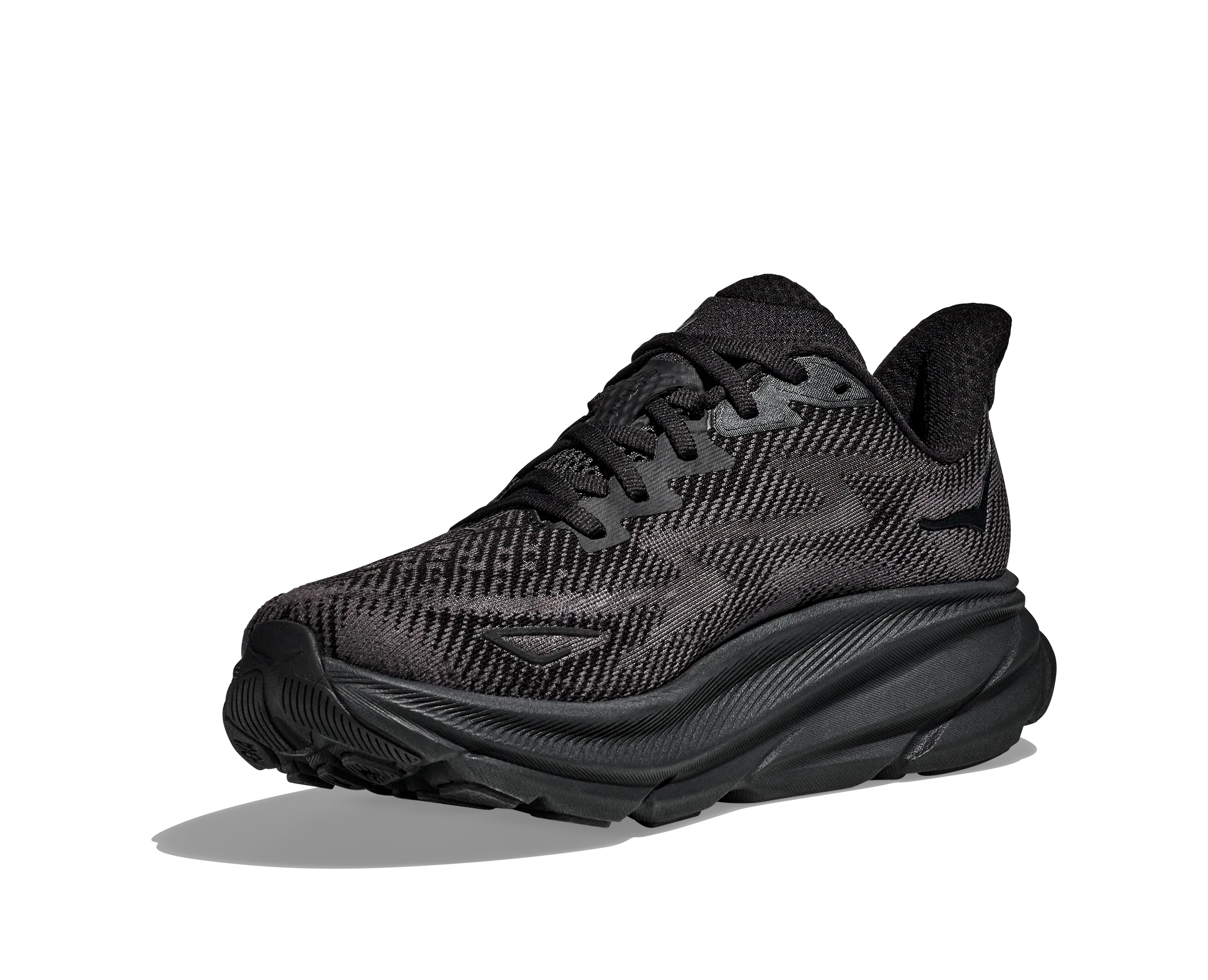 Men's Hoka Clifton 9 Color: Black/Black (WIDE WIDTH)