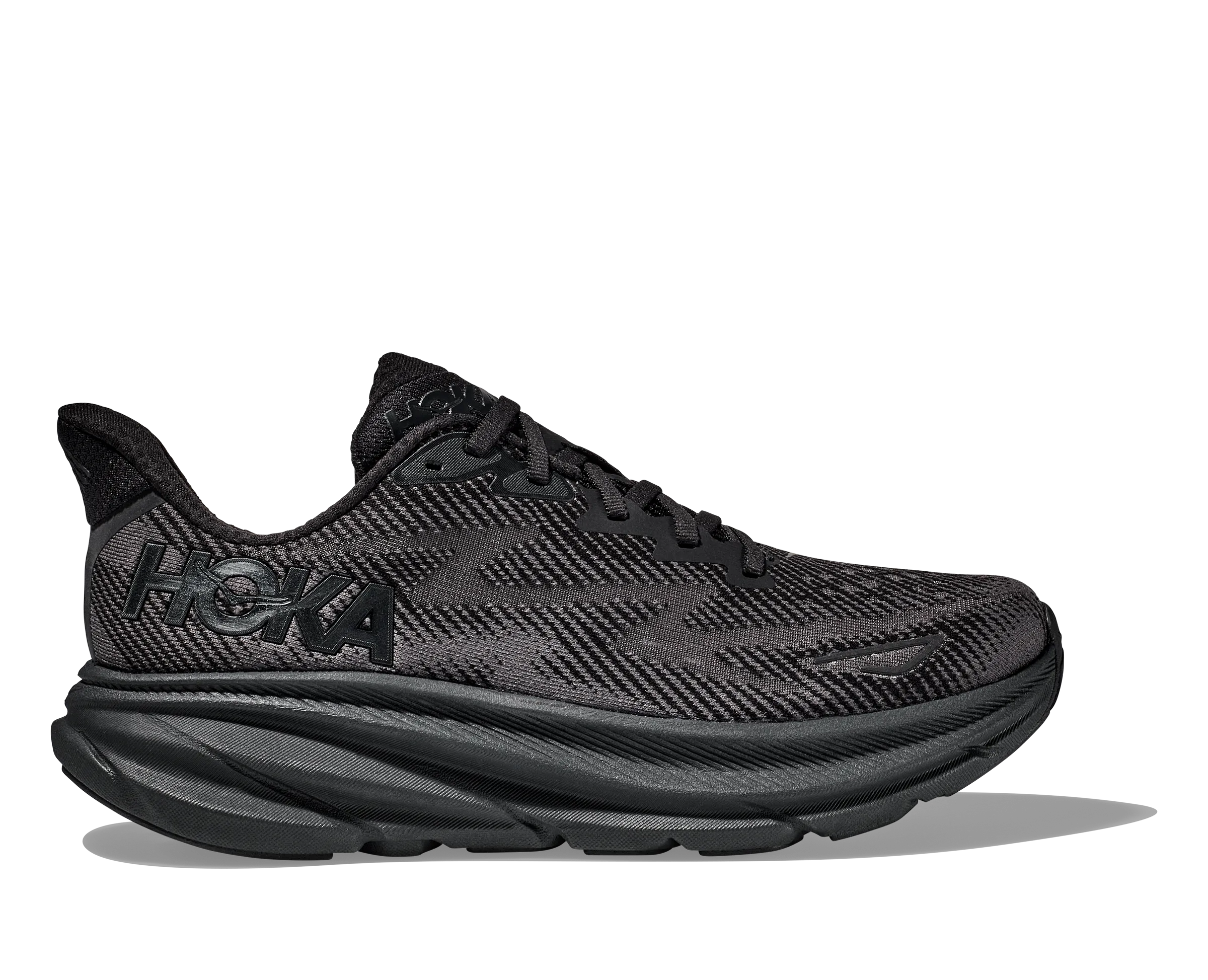 Men's Hoka Clifton 9 Color: Black/Black (WIDE WIDTH)