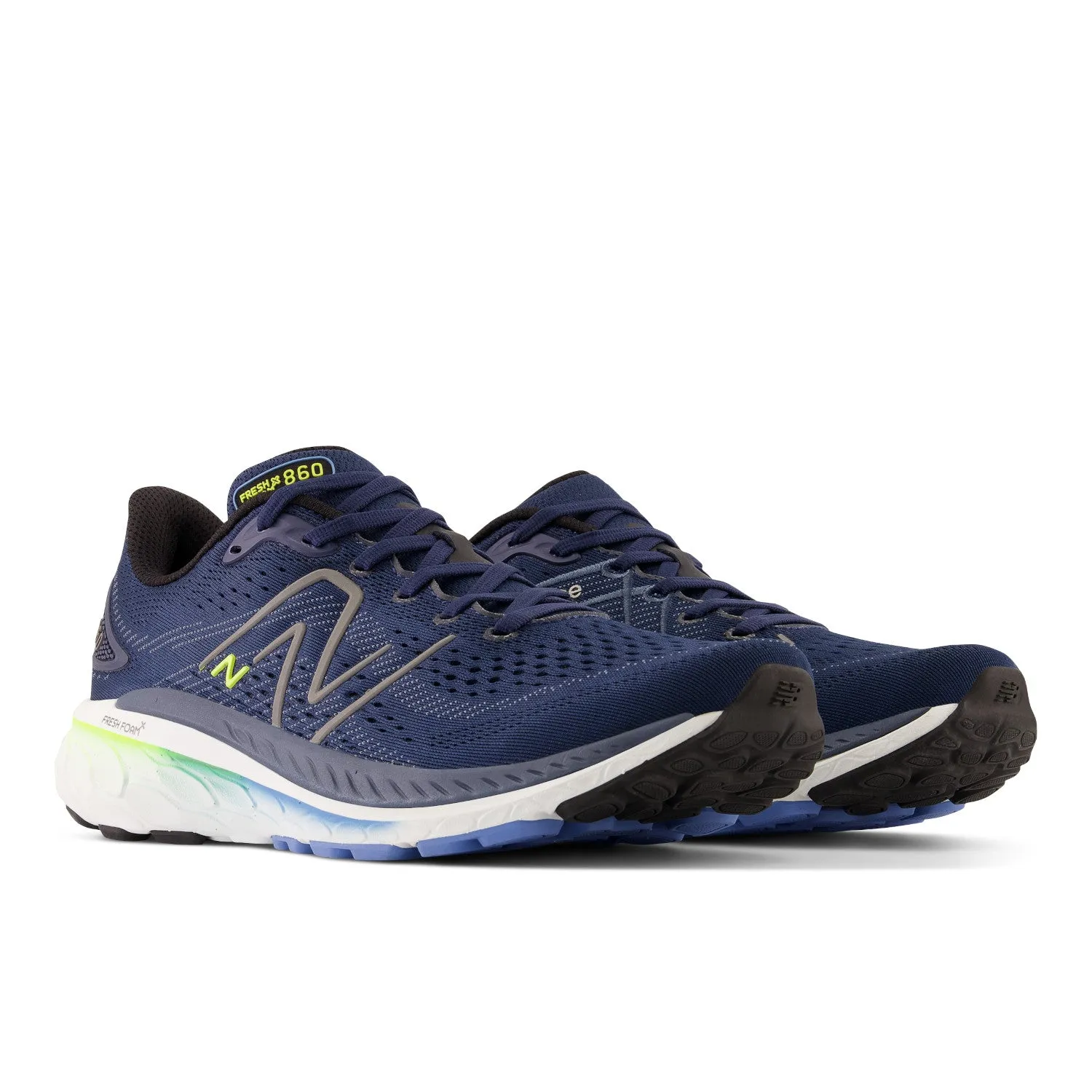 Men's New Balance Fresh Foam X 860v13 Color: Nb Navy with Dark Silver Metallic and Cosmic Pineapple