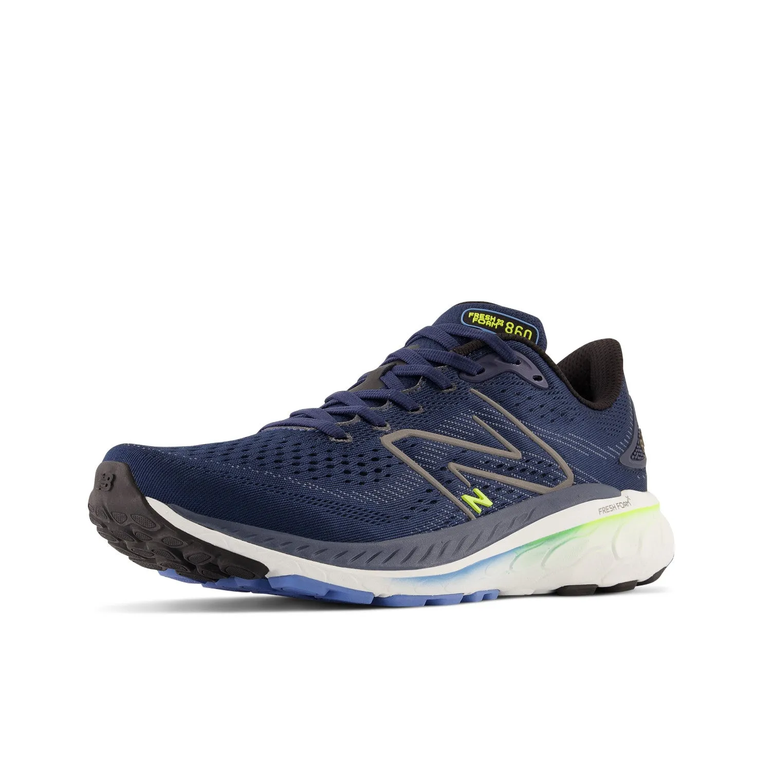 Men's New Balance Fresh Foam X 860v13 Color: Nb Navy with Dark Silver Metallic and Cosmic Pineapple