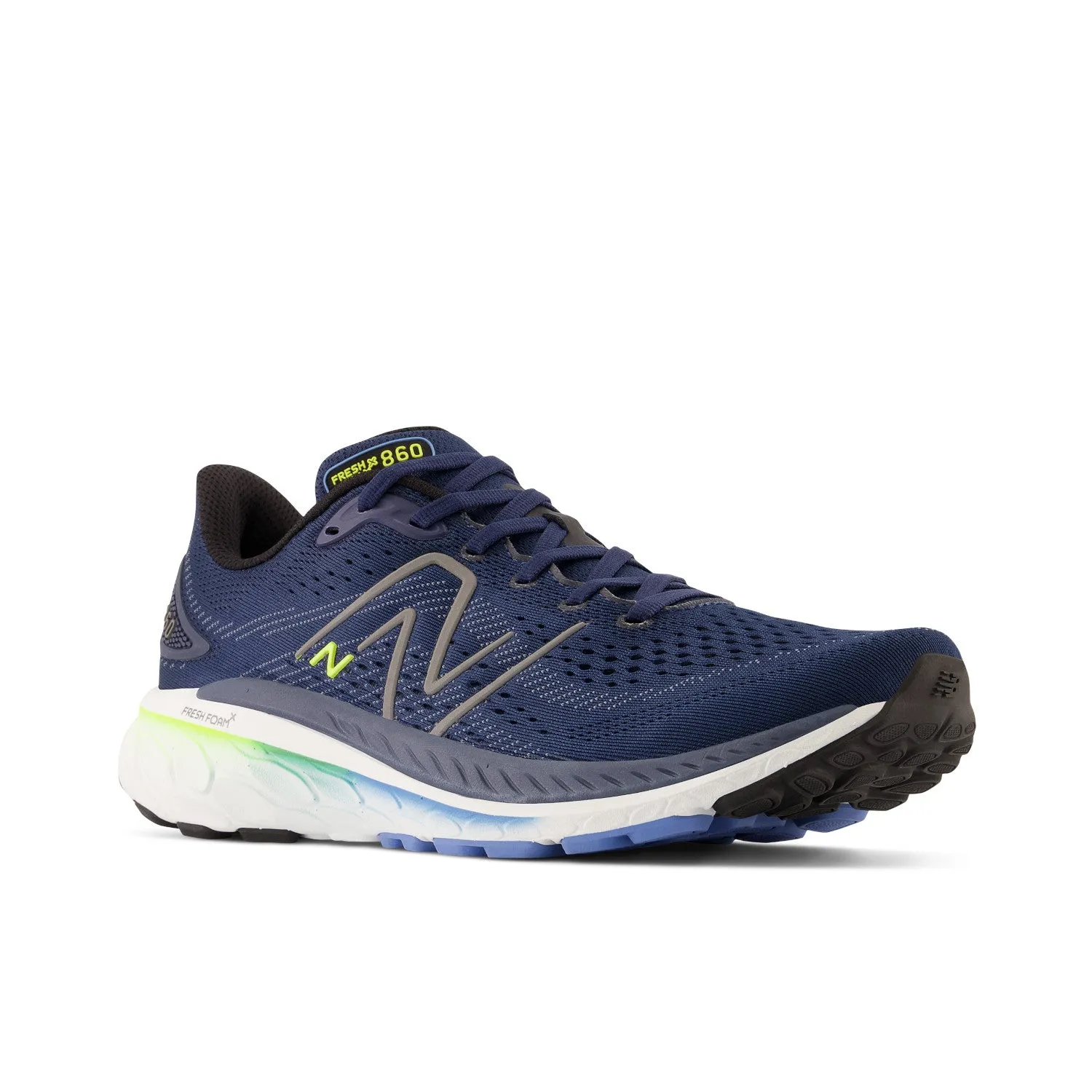 Men's New Balance Fresh Foam X 860v13 Color: Nb Navy with Dark Silver Metallic and Cosmic Pineapple