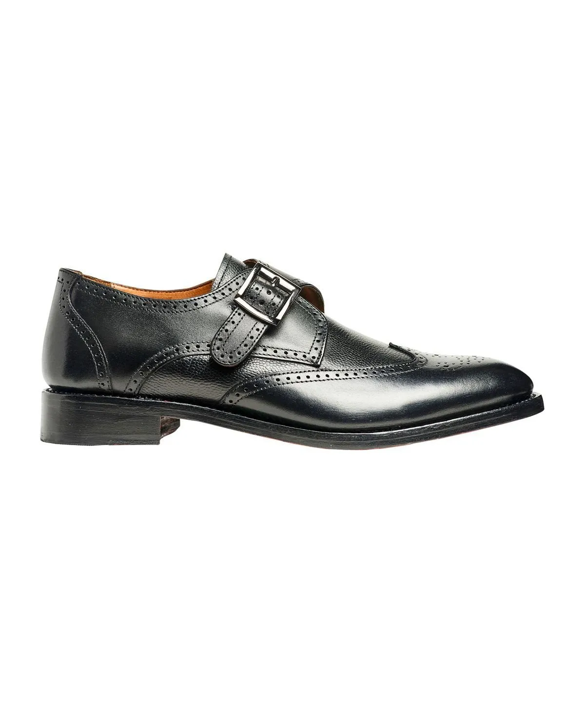 Men's roosevelt iii single monkstrap wingtip goodyear Anthony Veer shoes, black