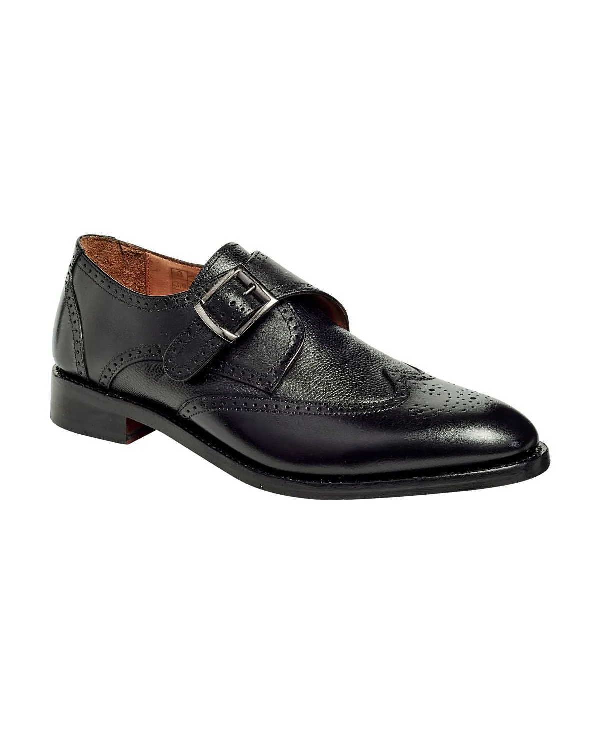 Men's roosevelt iii single monkstrap wingtip goodyear Anthony Veer shoes, black