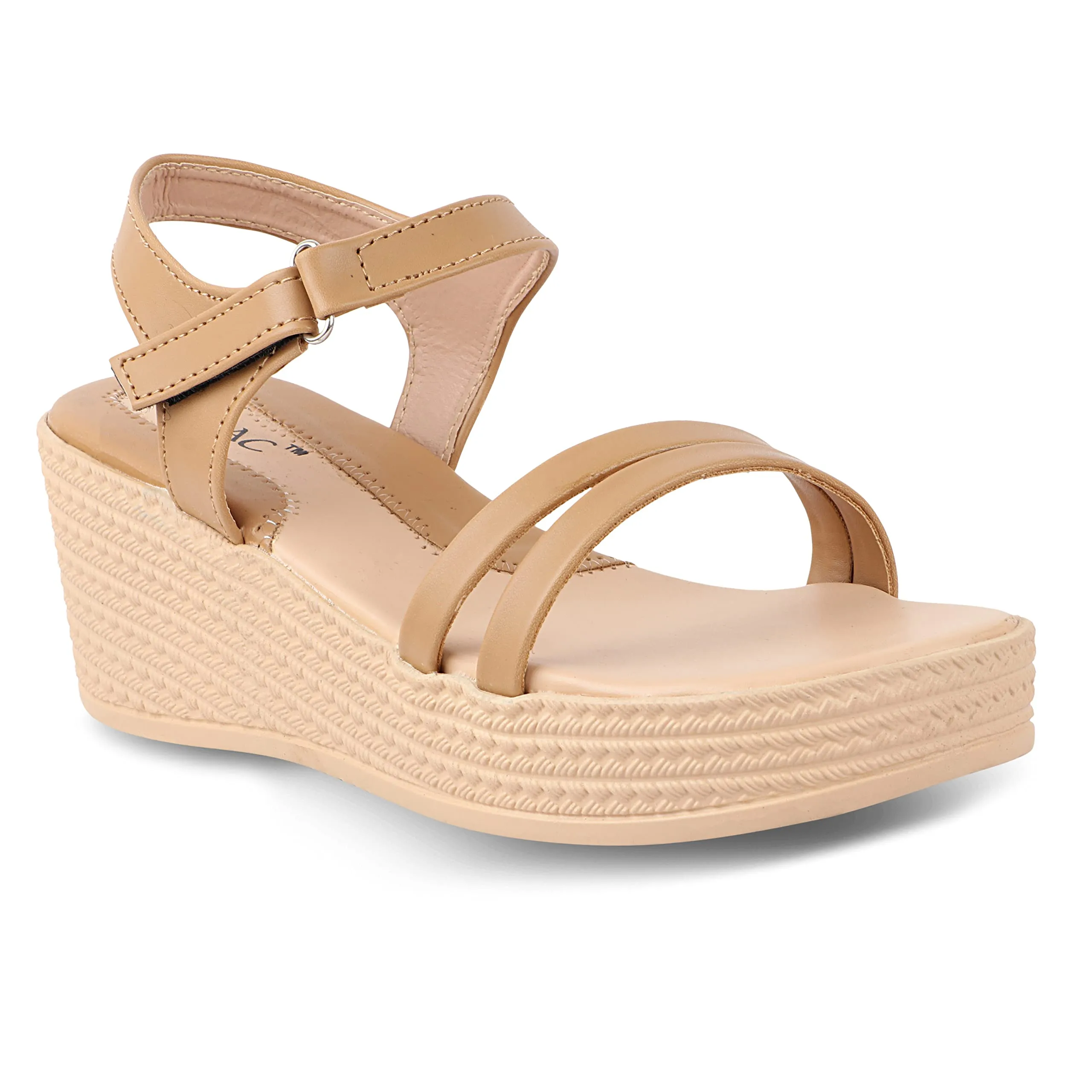 Mosac Women Beige Wedges Sandals Comfortable and Stylish Sandal Wedge