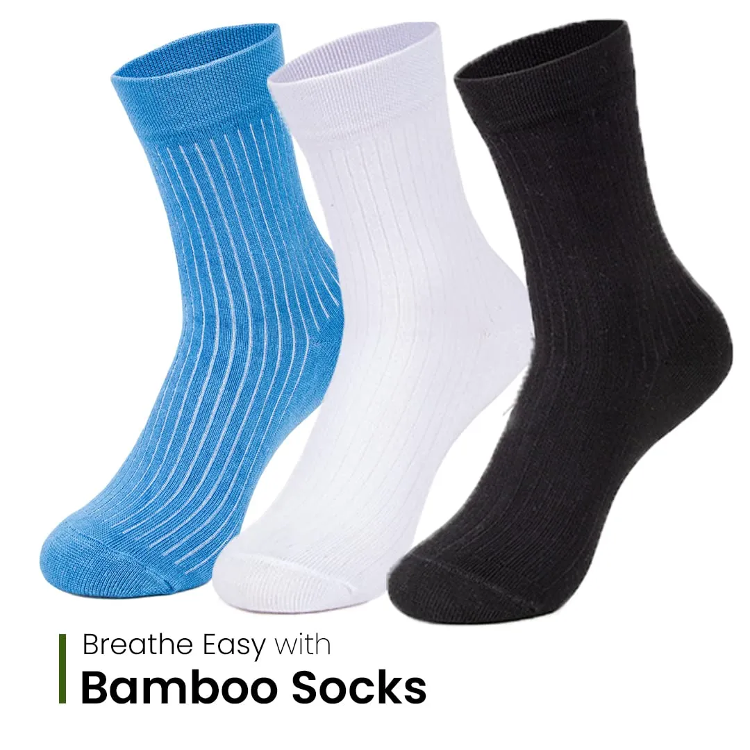 Mush Bamboo Performance Socks for Men || Sports & Casual Wear Ultra Soft, Anti Odor, Breathable Ankle Length Pack of 3 UK Size 6-10 (Sky Blue, White, Black & Sky Blue, Light Grey, Navy Blue, 6)