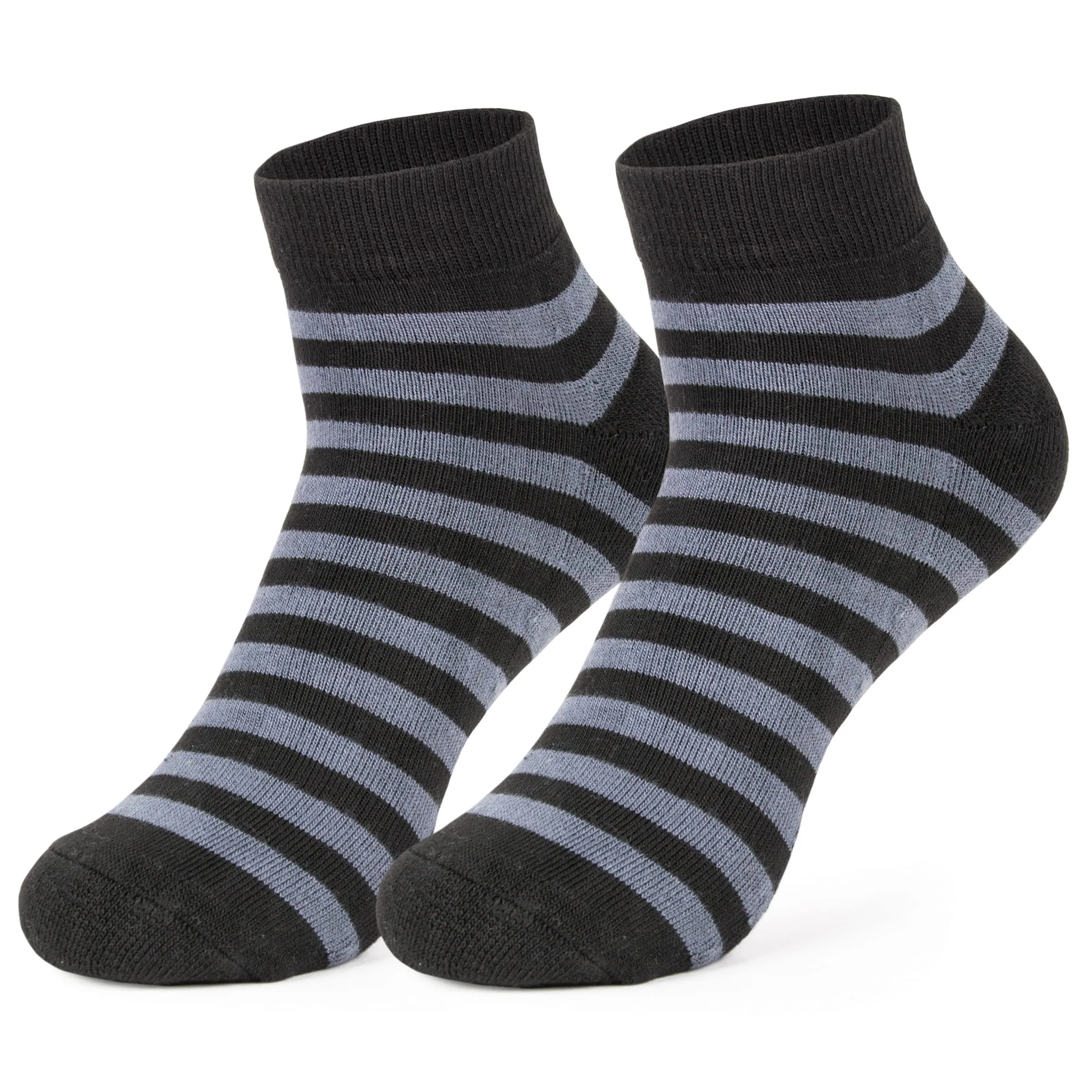 Mush Bamboo Socks for Men & Women - Ultra Soft, Breathable, Odor Control with Mesh Design Ankle socks for running, exercise & sports (Grey Stripes on Black, 3)